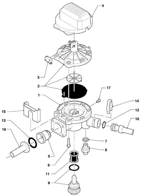 Exploded view Vaillant HR Comfort VU-VUW 23-28/6 E: Watergedeelte