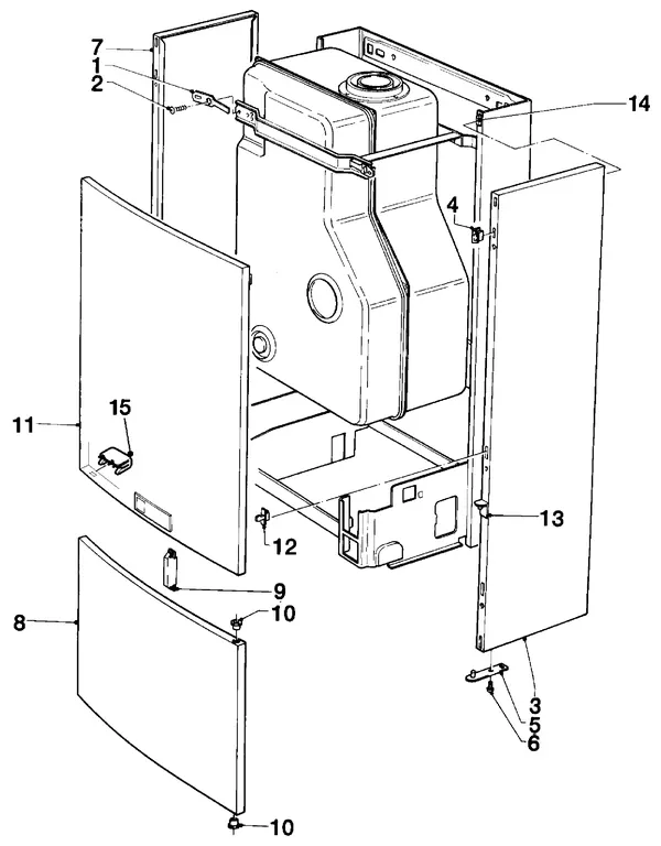 Exploded view Vaillant HR Comfort VU-VUW 18/6 E: Manteldelen