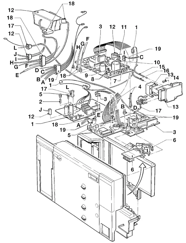 Exploded view Vaillant HR Comfort VU-VUW 18/6 E: Schakelkast printplaten