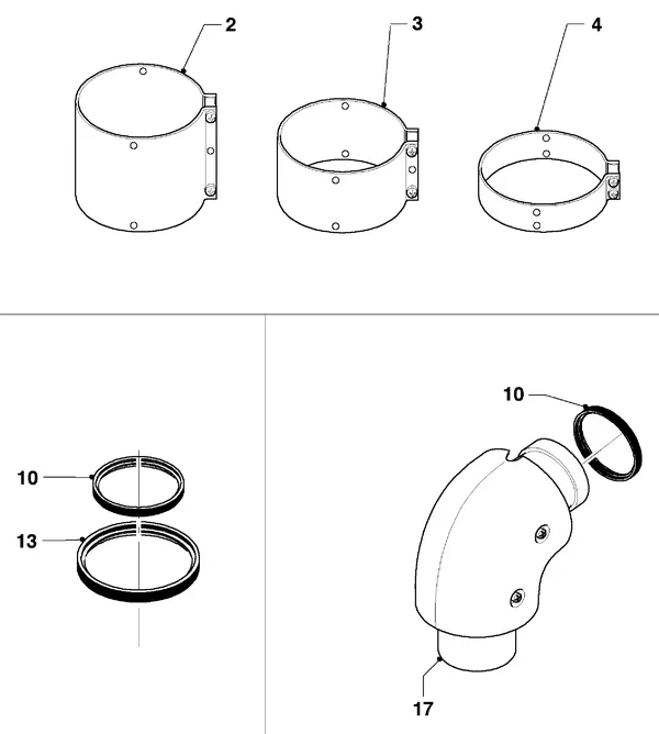 Exploded view Vaillant HR Comfort VU-VUW 23/6 E: Delen voor aansluitgarnituuren