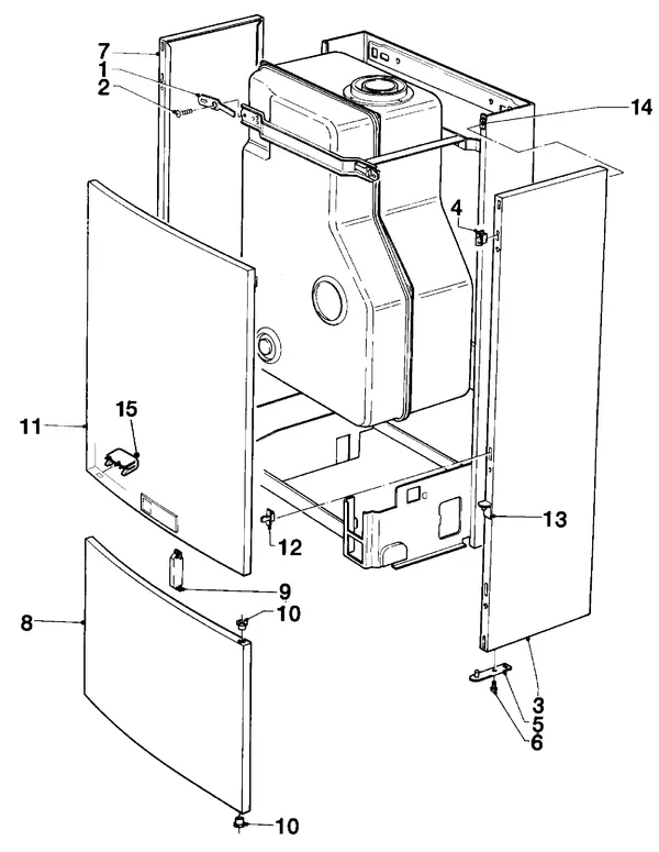 Exploded view Vaillant HR Comfort VU-VUW 23/6 E: Manteldelen