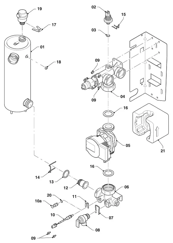 Exploded view Vaillant uniTOWER Pure VWL 108/7.2 IS S5: Hydraulische module
