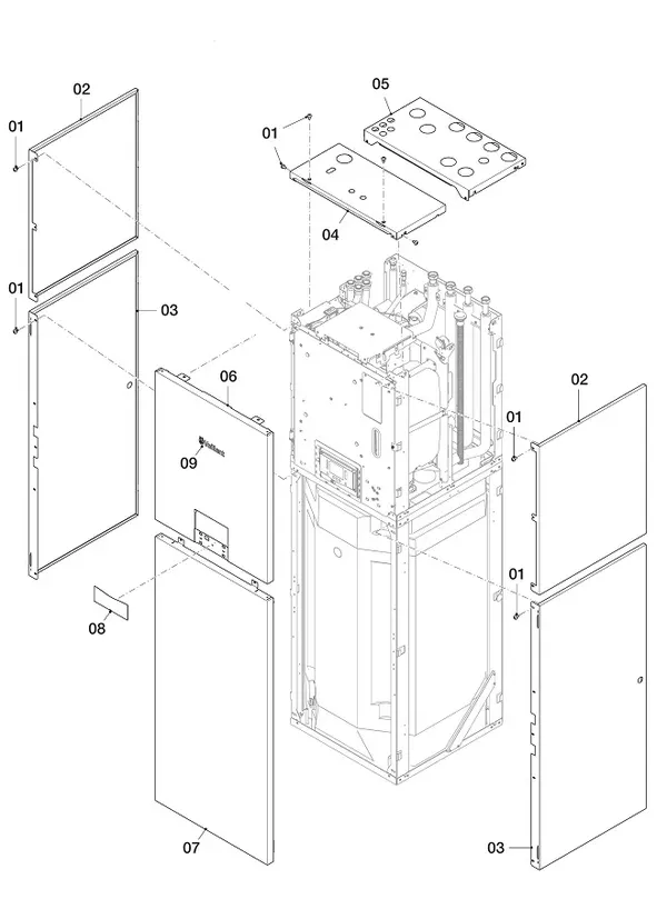 Exploded view Vaillant uniTOWER Pure VWL 108/7.2 IS S5: Manteldelen