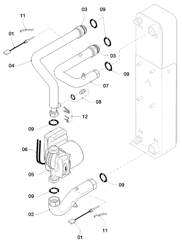 Exploded view Vaillant aroTHERM VWL 115/2 A 400V: Hydraulische delen
