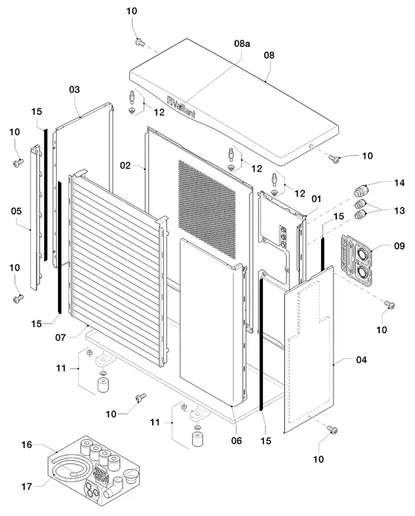 Exploded view Vaillant aroTHERM VWL 115/2 A 400V: Manteldelen