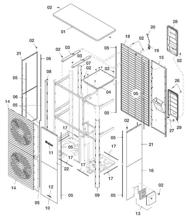 Exploded view Vaillant aroTHERM VWL 125/5 AS: Manteldelen