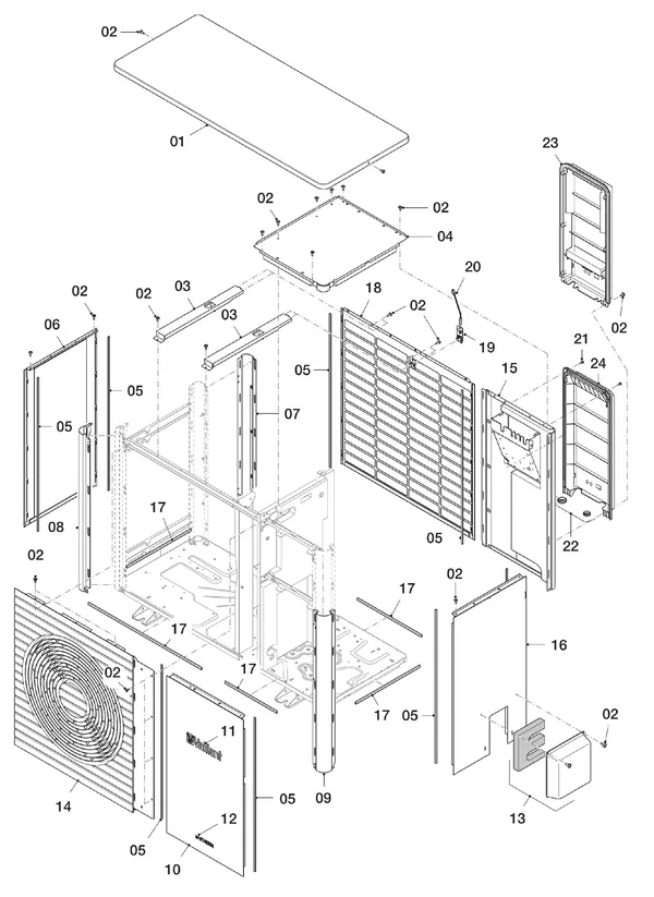 Exploded view Vaillant aroTHERM VWL 35/5 AS: Manteldelen