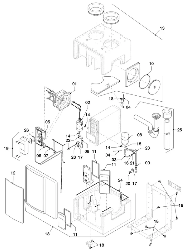 Exploded view Vaillant Hybrid Brine Split VWL 35/4 S 230V: Luchtunit vwl 3 4