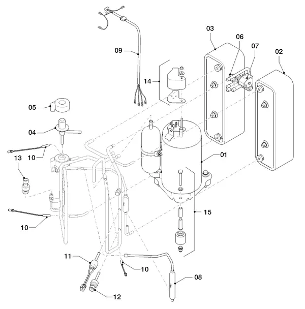 Exploded view Vaillant Hybrid Brine Split VWL 35/4 S 230V R1: Delen koudecircuit