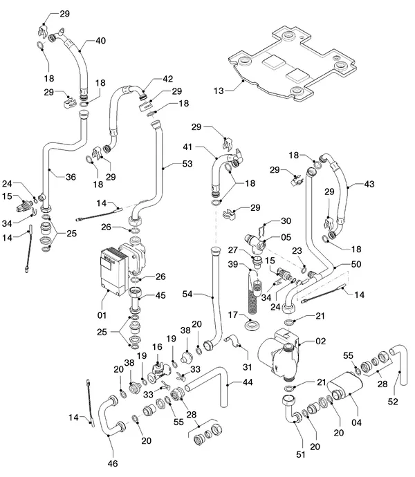 Exploded view Vaillant Hybrid Brine Split VWL 35/4 S 230V R1: Hydraulische delen