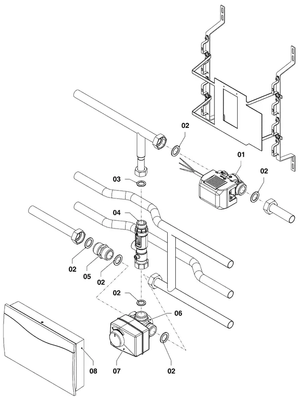 Exploded view Vaillant Hybrid Brine Split VWL 35/4 S 230V R1: Hydraulische module 2 zone set vwz