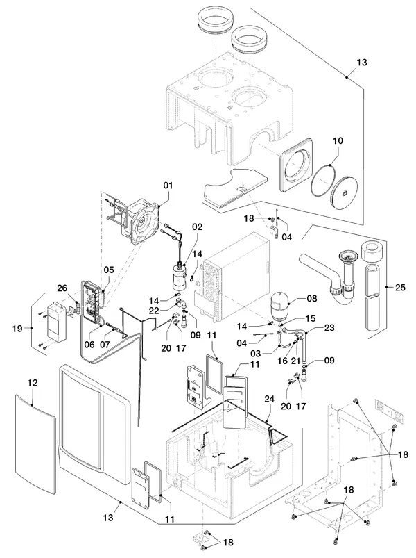 Exploded view Vaillant Hybrid Brine Split VWL 35/4 S 230V R1: Luchtunit vwl 3 4