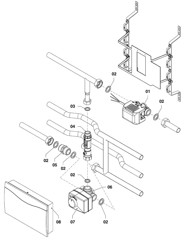 Exploded view Vaillant Hybrid Brine Split VWS 36/4 230V: Hydraulische module 2 zone set vwz