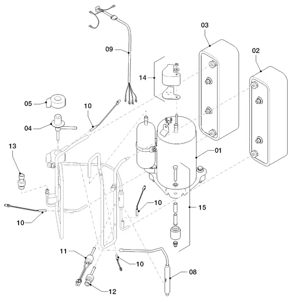 Exploded view Vaillant Hybrid Brine Split VWS 36/4 230V R1: Delen koudecircuit