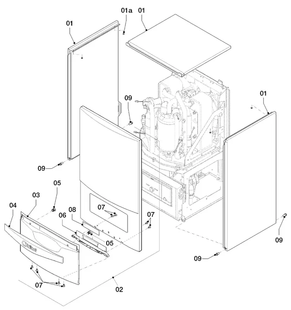Exploded view Vaillant Hybrid Brine Split VWS 36/4 230V R1: Manteldelen