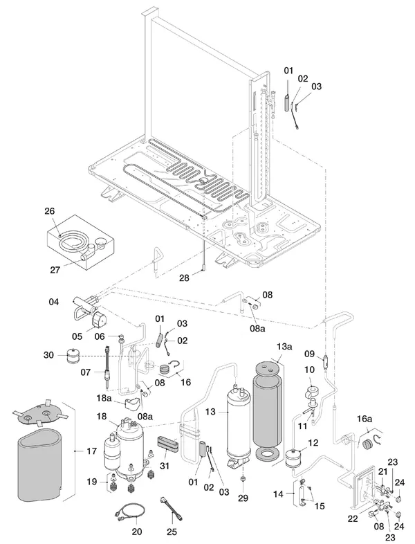 Exploded view Vaillant aroTHERM VWL 55/5 AS: Koudecircuit