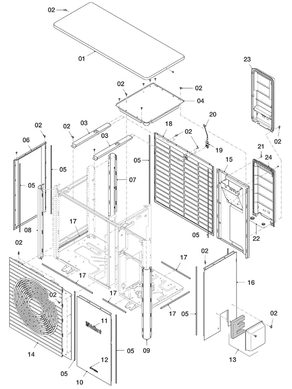 Exploded view Vaillant aroTHERM VWL 55/5 AS: Manteldelen