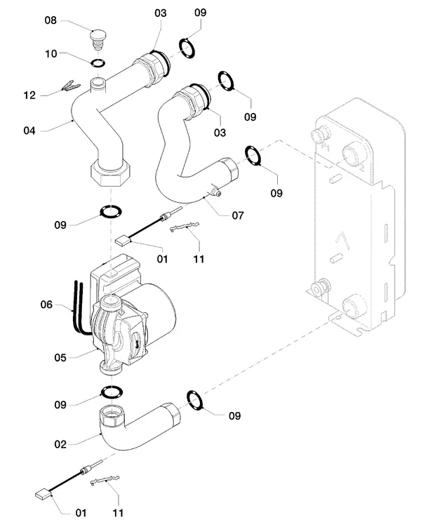 Exploded view Vaillant aroTHERM VWL 55/2 A 230V: Hydraulische delen