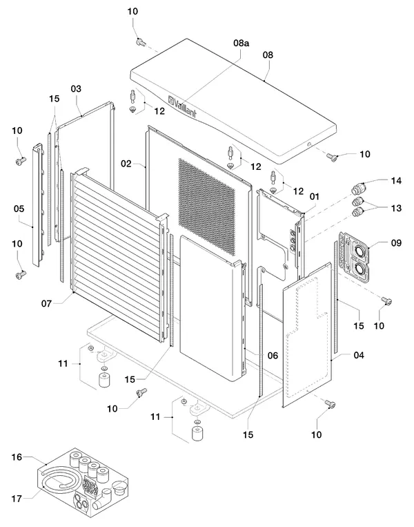 Exploded view Vaillant aroTHERM VWL 55/2 A 230V: Manteldelen