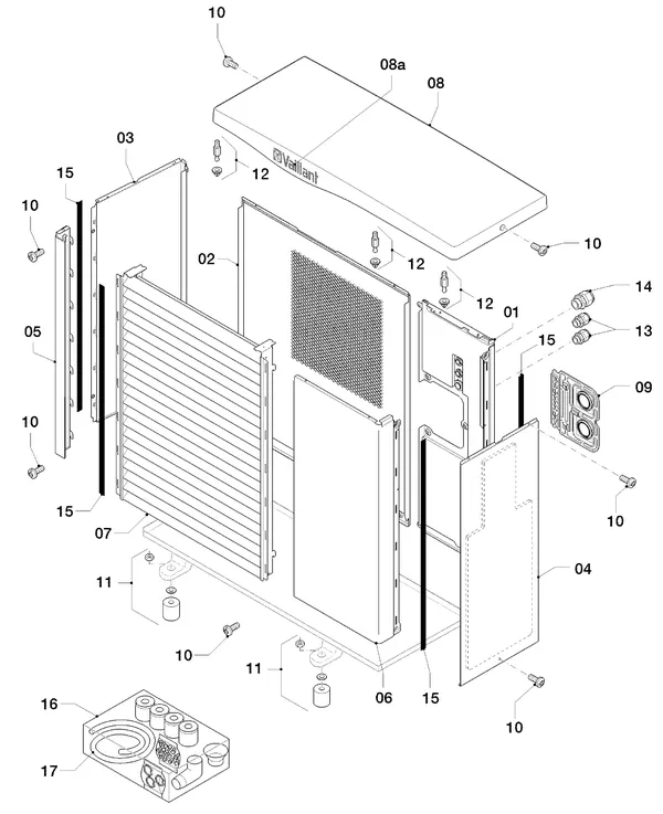 Exploded view Vaillant aroTHERM VWL 85/2 A 230V: Manteldelen