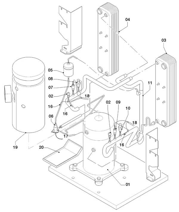 Exploded view Vaillant geoTHERM VWS 101/3: Delen koudecircuit