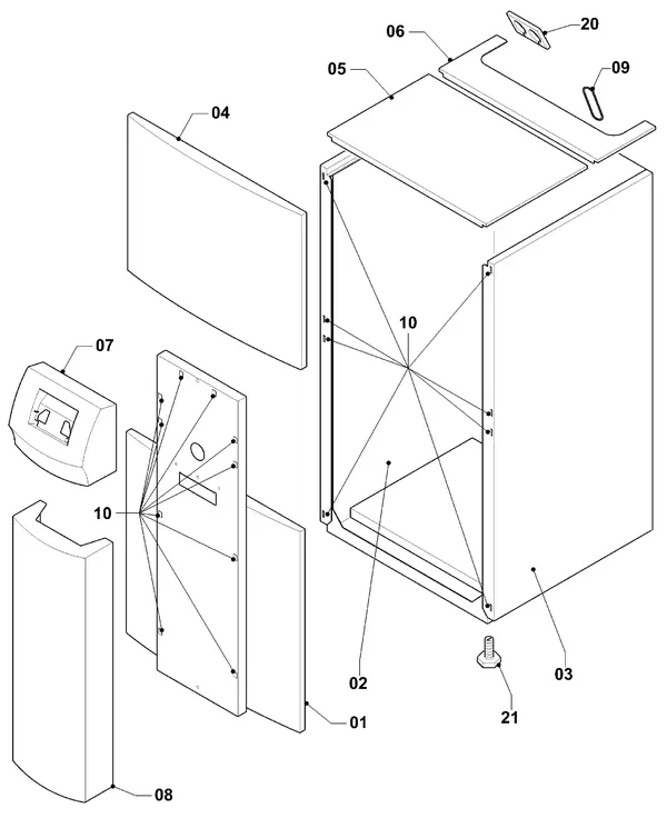 Exploded view Vaillant geoTHERM VWS 101/3: Manteldelen