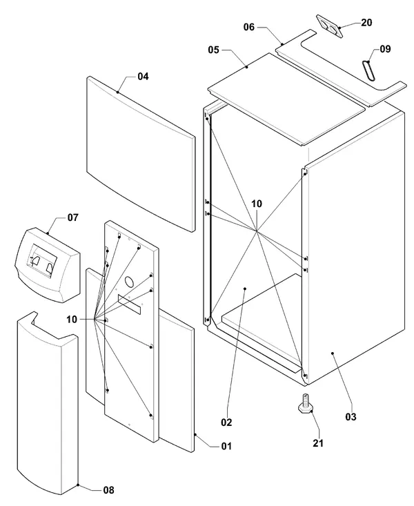 Exploded view Vaillant geoTHERM VWS 104/3: Manteldelen