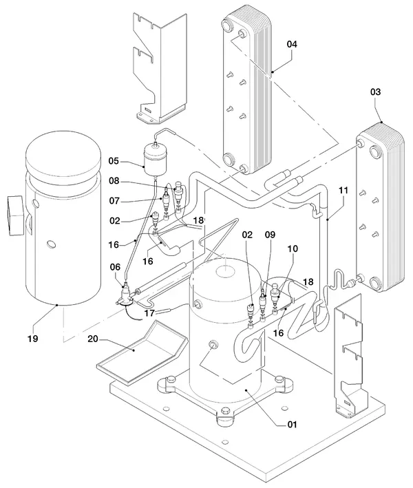 Exploded view Vaillant geoTHERM VWS 141/2: Delen koudecircuit