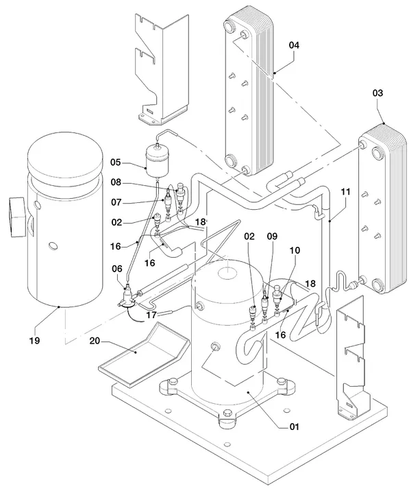 Exploded view Vaillant geoTHERM VWS 171/2: Delen koudecircuit