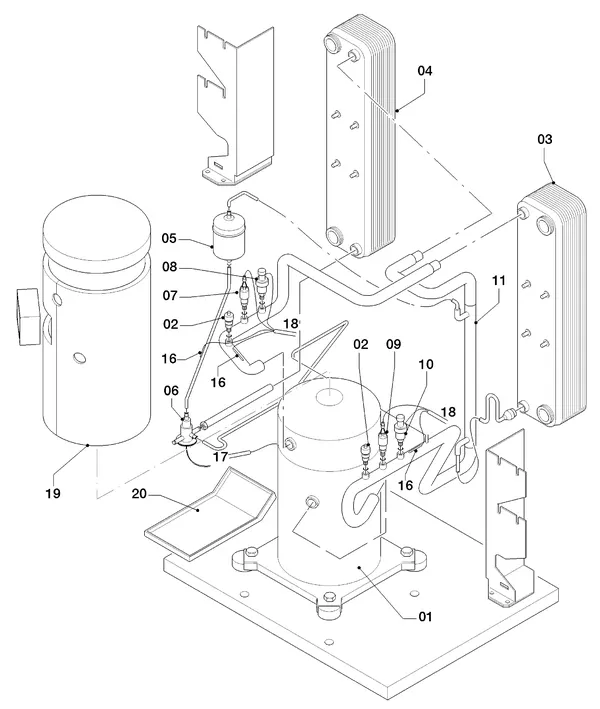Exploded view Vaillant geoTHERM VWS 171/3: Delen koudecircuit