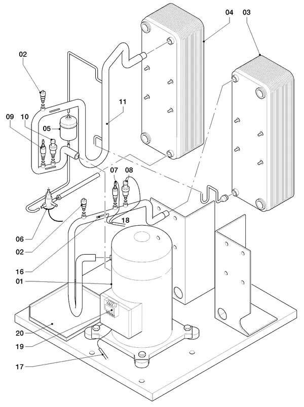 Exploded view Vaillant geoTHERM VWS 300/2: Delen koudecircuit
