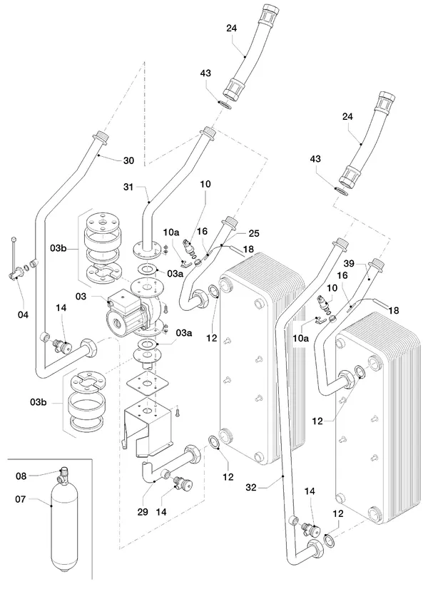 Exploded view Vaillant geoTHERM VWS 300/2: Hydraulische delen