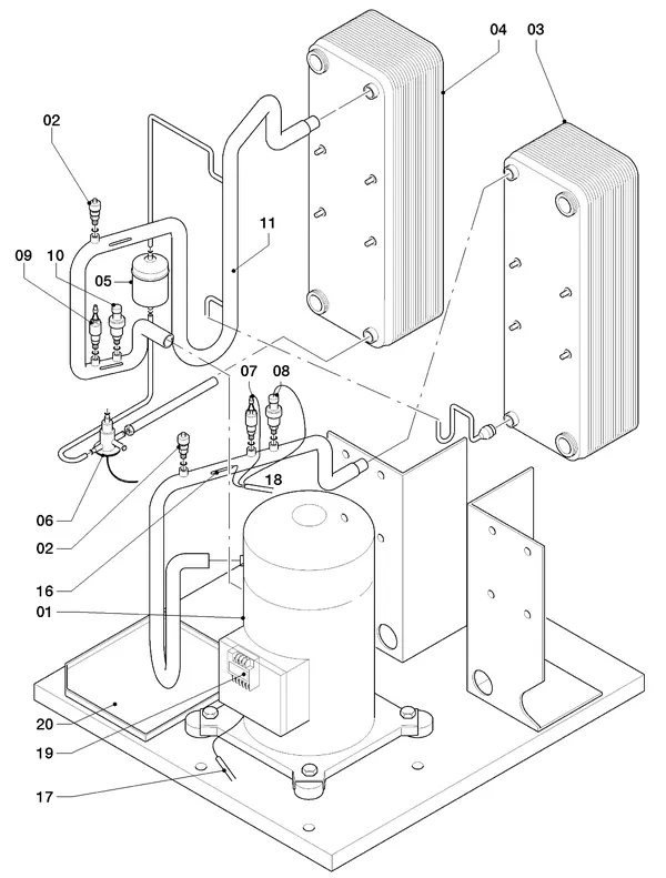 Exploded view Vaillant geoTHERM VWS 300/3: Delen koudecircuit