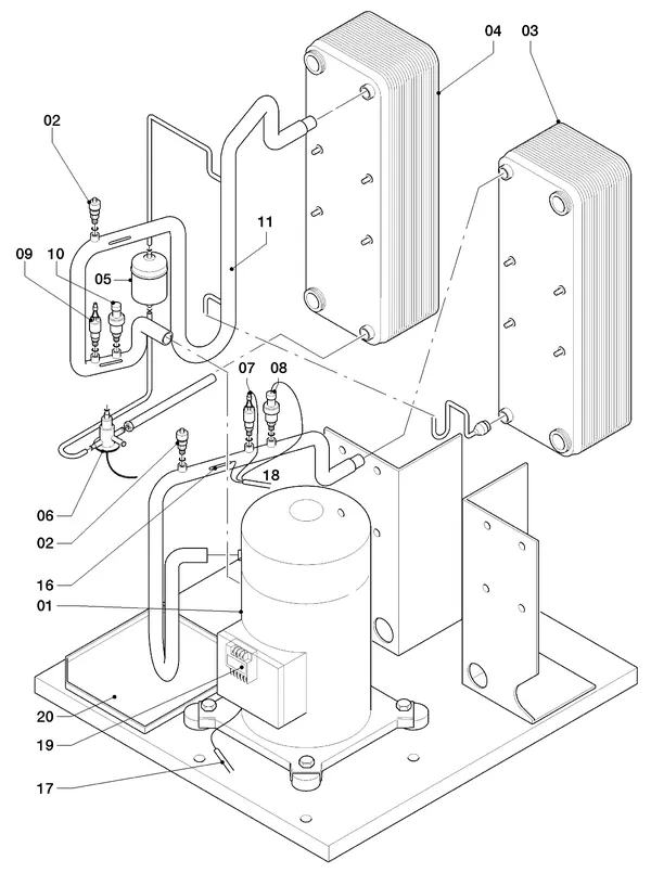 Exploded view Vaillant geoTHERM VWS 460/2: Delen koudecircuit
