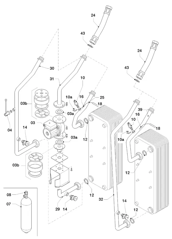 Exploded view Vaillant geoTHERM VWS 460/2: Hydraulische delen