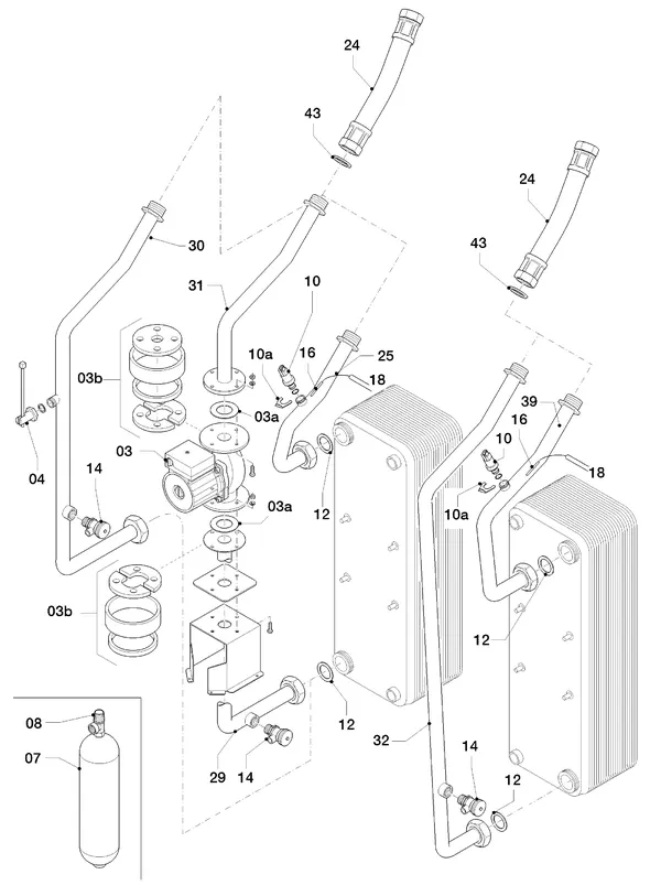 Exploded view Vaillant geoTHERM VWS 460/2 R1: Hydraulische delen