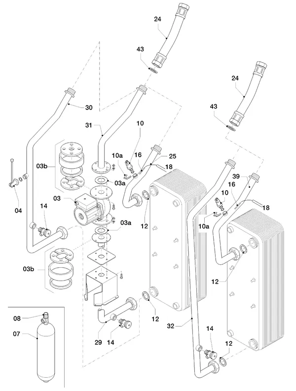 Exploded view Vaillant geoTHERM VWS 460/3: Hydraulische delen