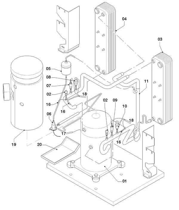 Exploded view Vaillant geoTHERM VWS 61/3: Delen koudecircuit