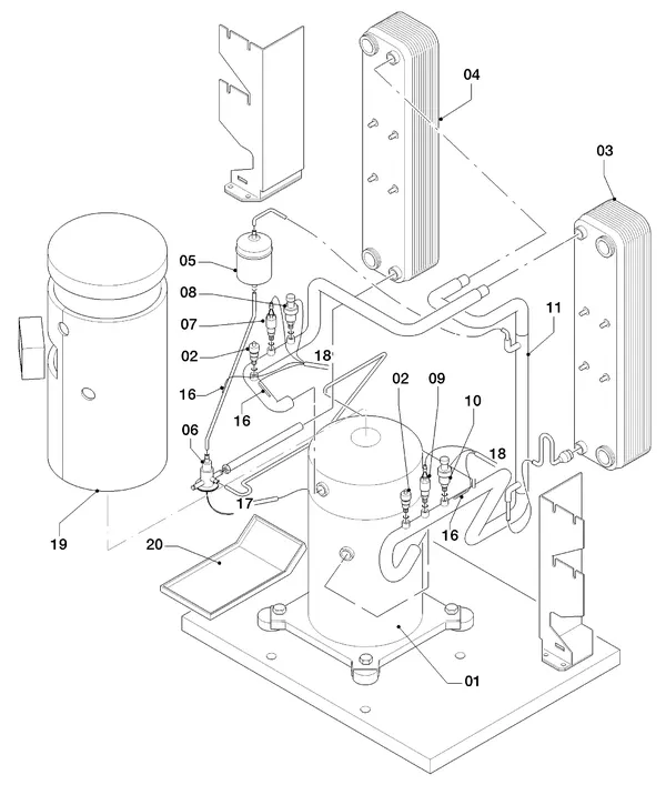 Exploded view Vaillant geoTHERM VWS 62/2: Delen koudecircuit