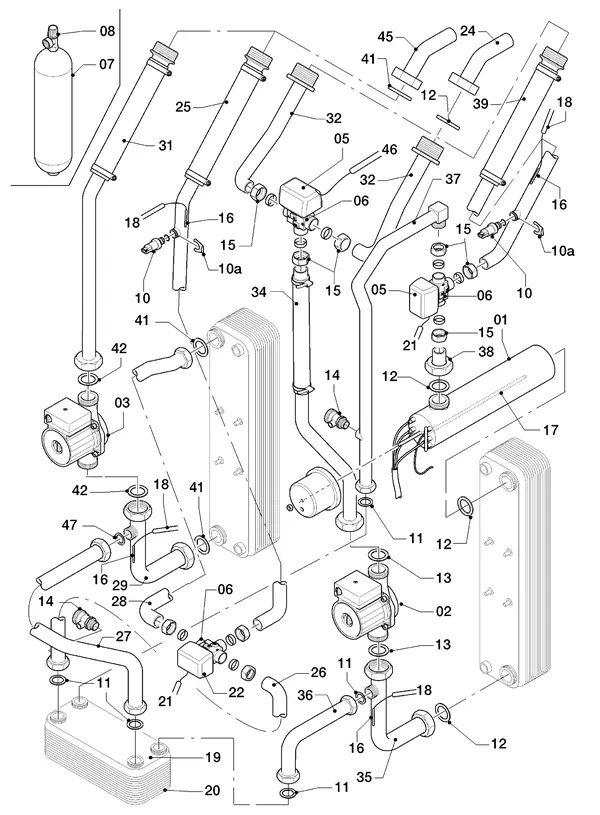 Exploded view Vaillant geoTHERM VWS 64/2: Hydraulische delen