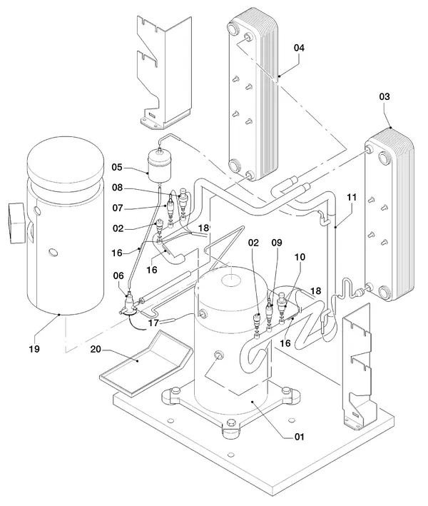 Exploded view Vaillant geoTHERM VWS 64/3: Delen koudecircuit