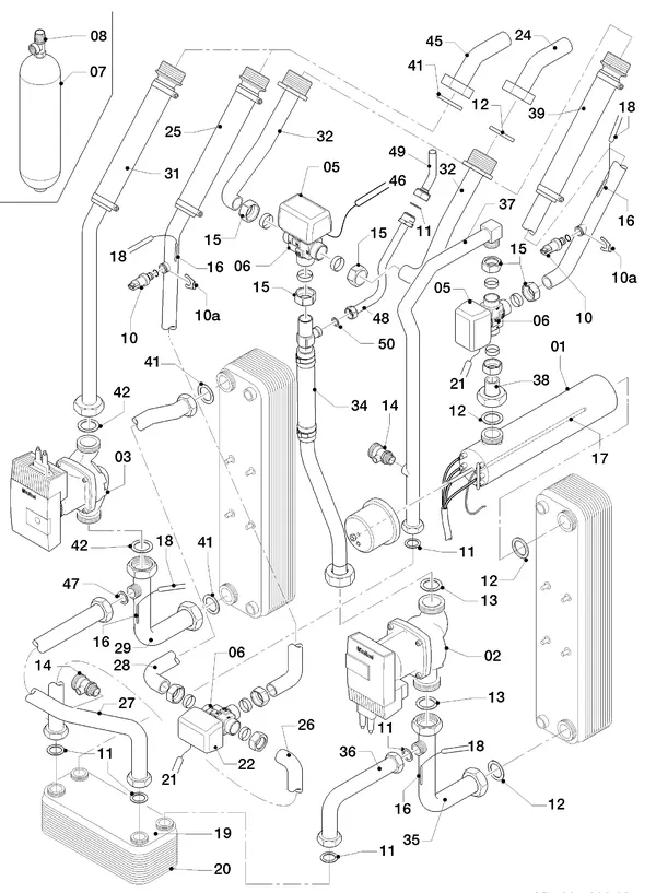 Exploded view Vaillant geoTHERM VWS 64/3: Hydraulische delen