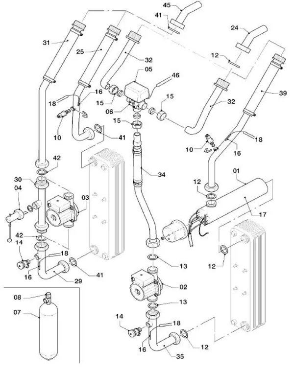 Exploded view Vaillant geoTHERM VWS 81/2: Hydraulische delen