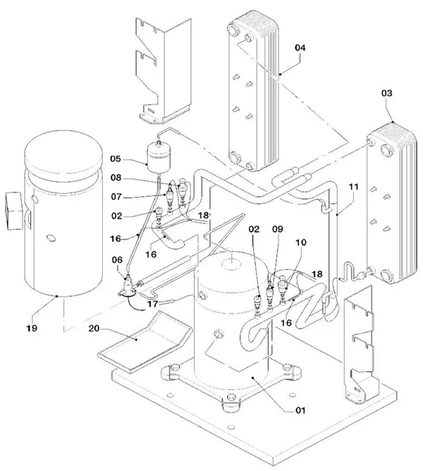 Exploded view Vaillant geoTHERM VWS 81/2: Koude circuit delen