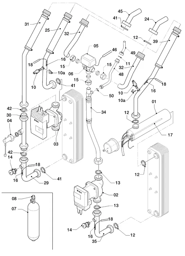 Exploded view Vaillant geoTHERM VWS 81/3: Hydraulische delen
