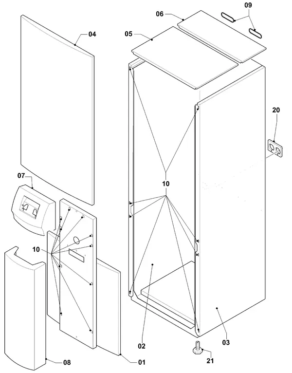 Exploded view Vaillant geoTHERM VWS 83/3: Manteldelen