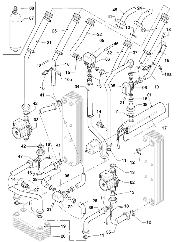 Exploded view Vaillant geoTHERM VWS 84/2: Hydraulische delen