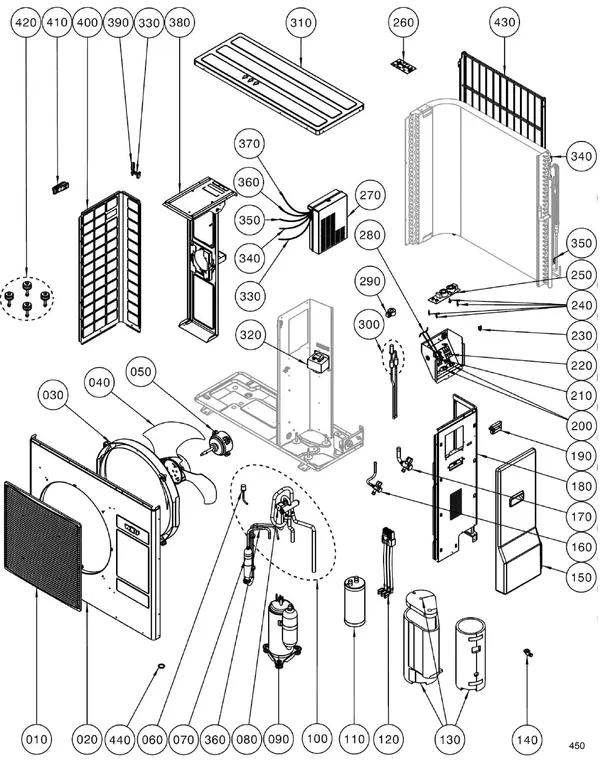 Exploded view Wolf Buitendeel 7kW 230V vanaf 2017: Buitenunit